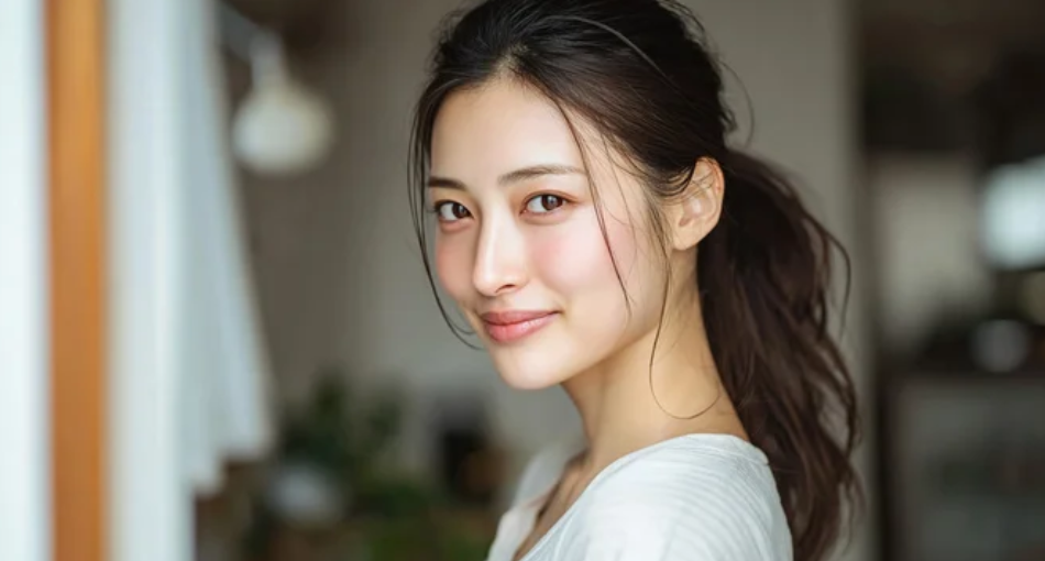 穏やかに振り返り微笑む日本人女性 ─ Mani Padme（マニパドメ）40代・子育て後の自己受容と本当の自分への目覚め