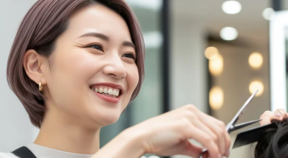 美容師として輝く笑顔のショートボブ日本人女性 ─ Mani Padme 魂のお役目とは何か・好きなことを使命として生きる人生変革ブログ